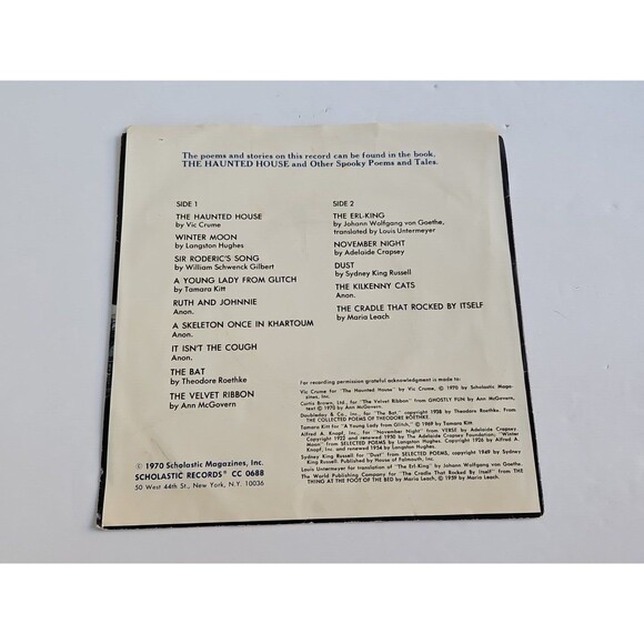 1970 The Haunted House and Other Spooky Poems & Tales 33rpm Scholastic Halloween - Picture 3 of 10